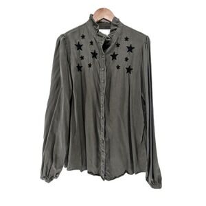 The Shirt‎ By Rochelle Behrens The Star Shirt Green Black Blouse XL